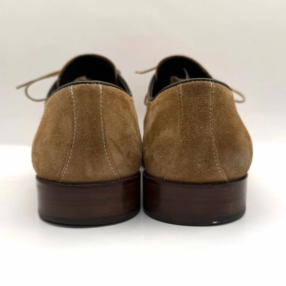 Santoni Suede Derby Straight Tip Shoes Brown Men's, Oxfords Made In Italy